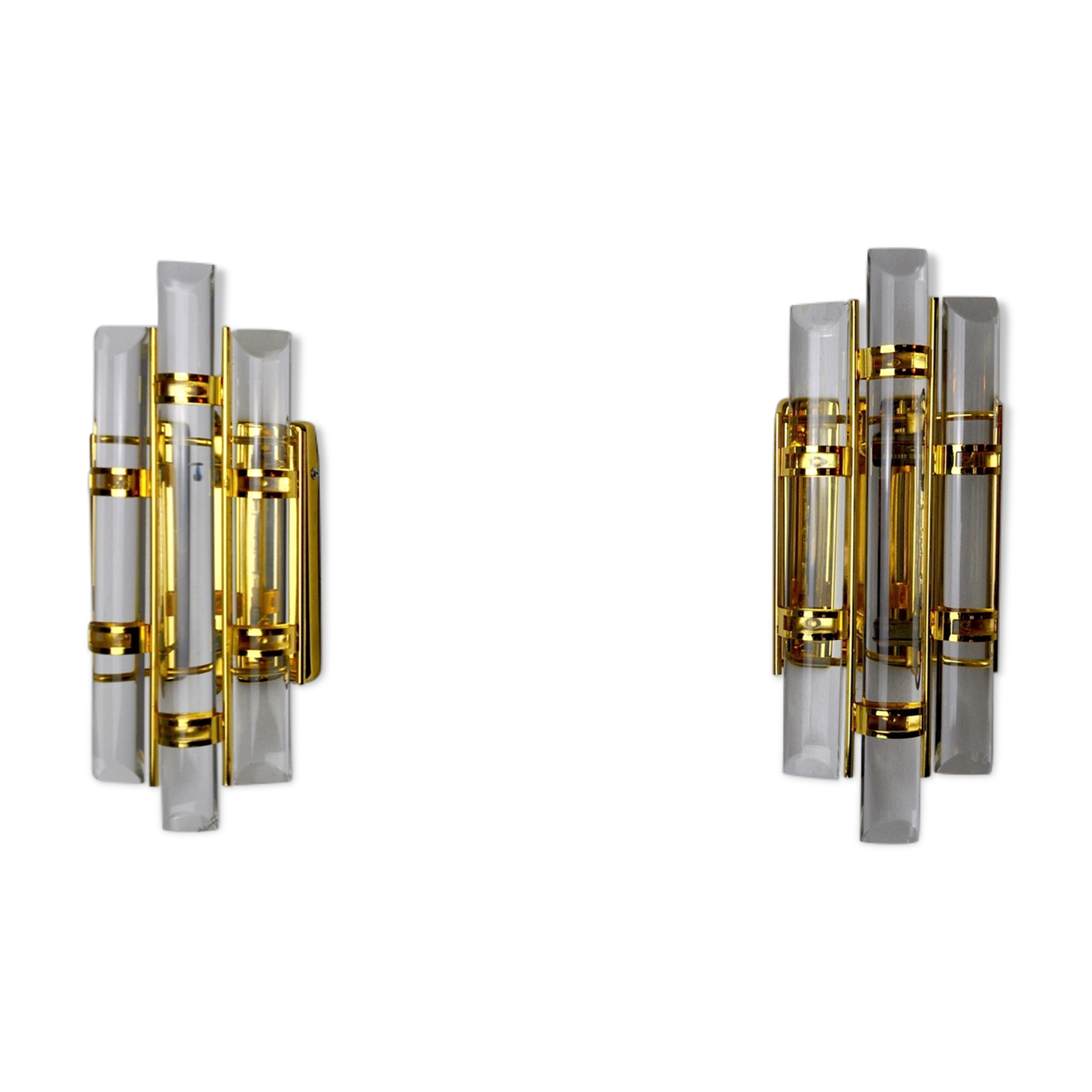 Pair of venini wall lamps Murano glass Italy 1970