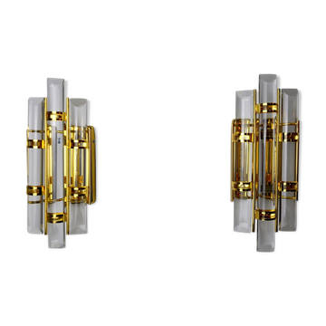 Pair of venini wall lamps Murano glass Italy 1970