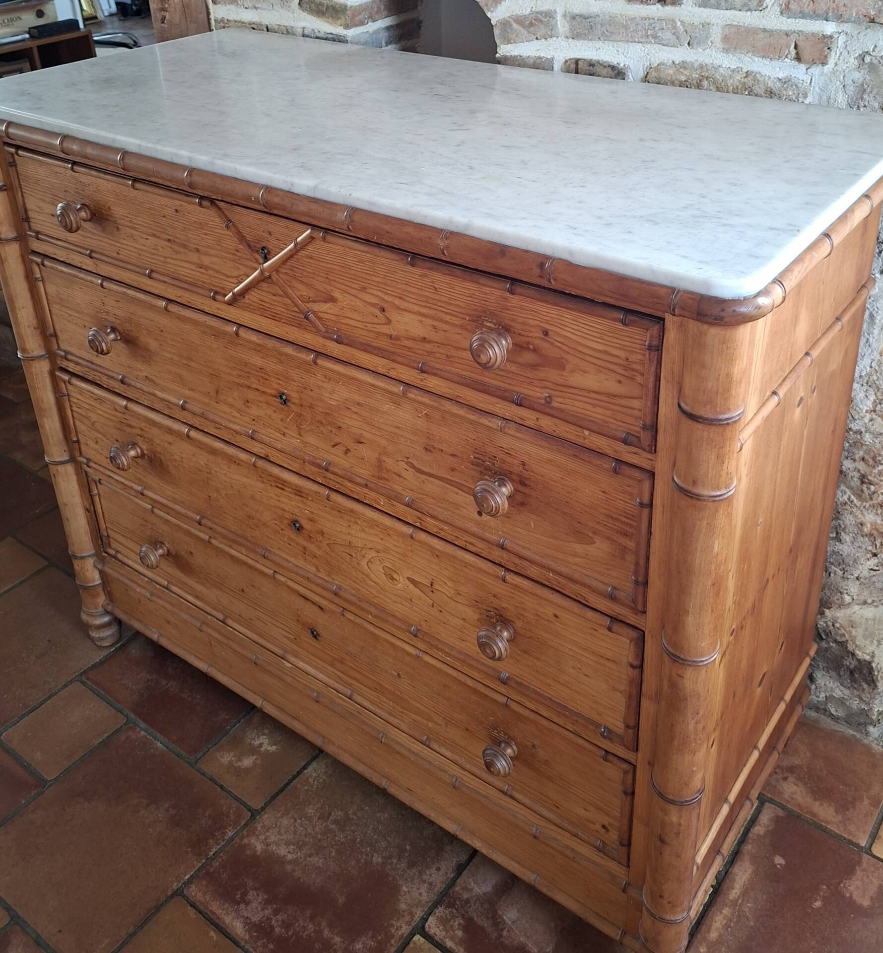 1920 faux bamboo chest of drawers