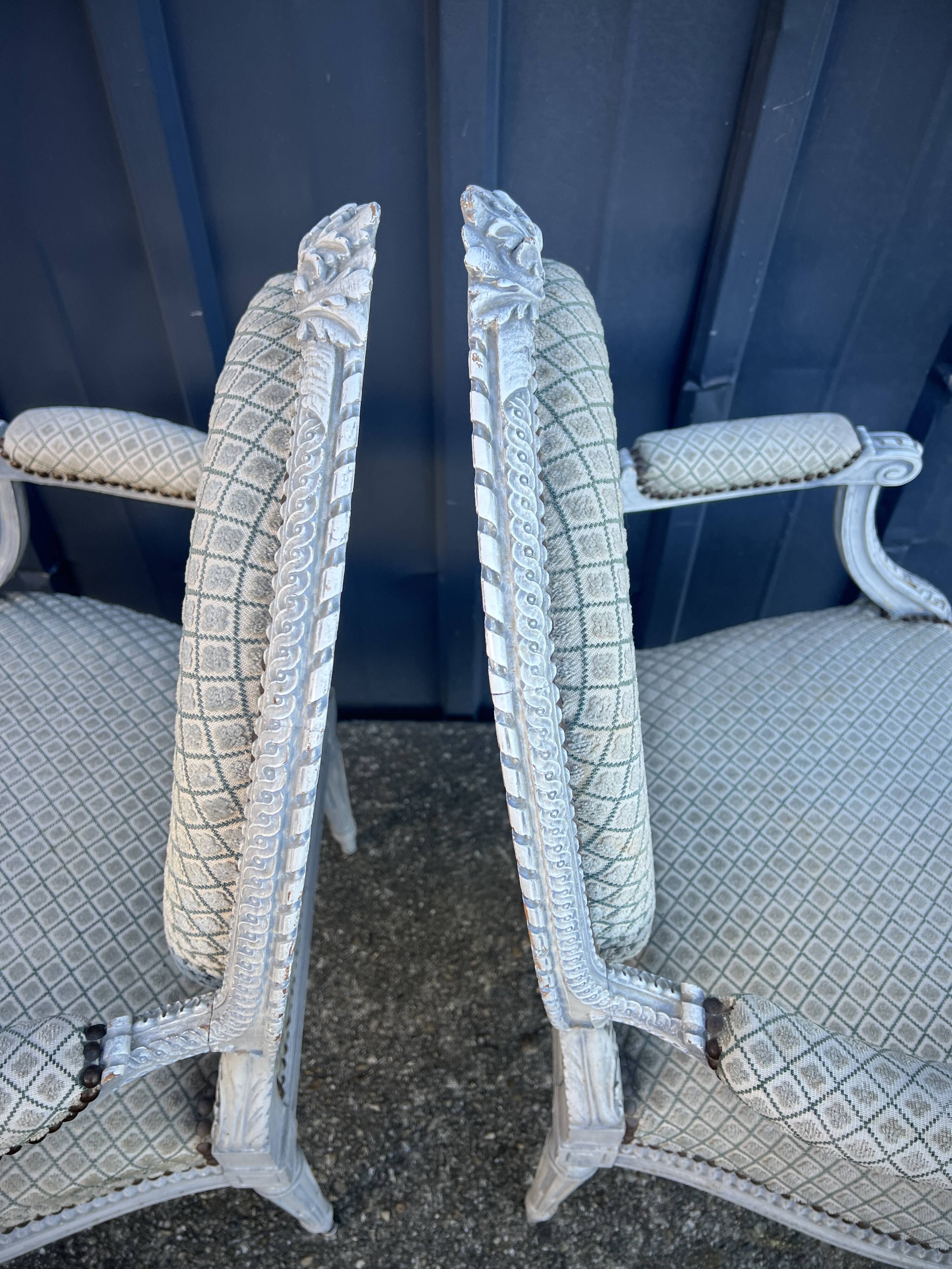 Pair of Louis XVI style armchairs