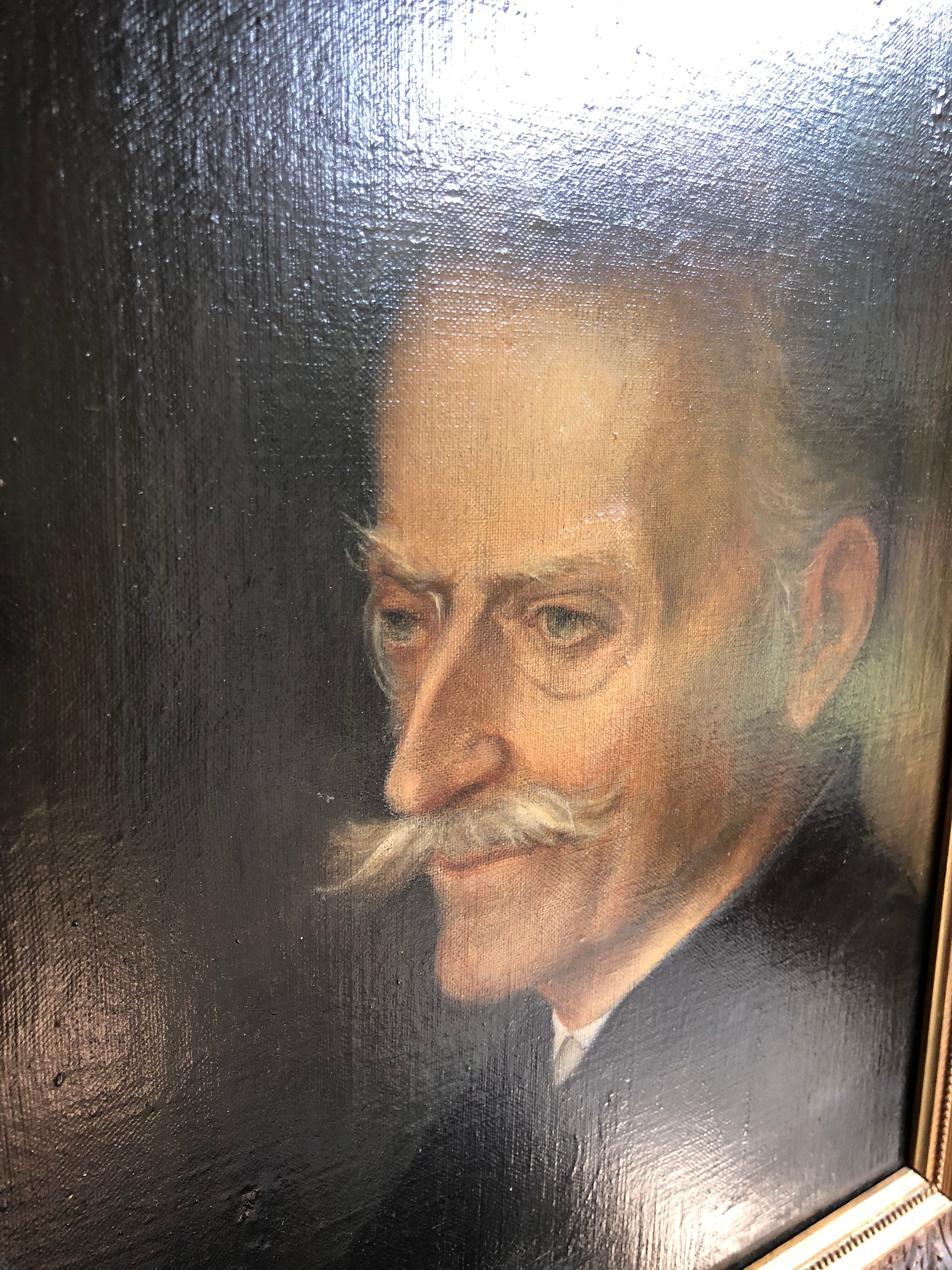 Portrait of a man with a mustache oil on canvas