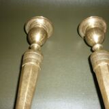 Pair of antique gilded brass candlesticks
