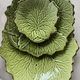 Lot of 3 flat Provencal earthenware Poet-Laval green leaves