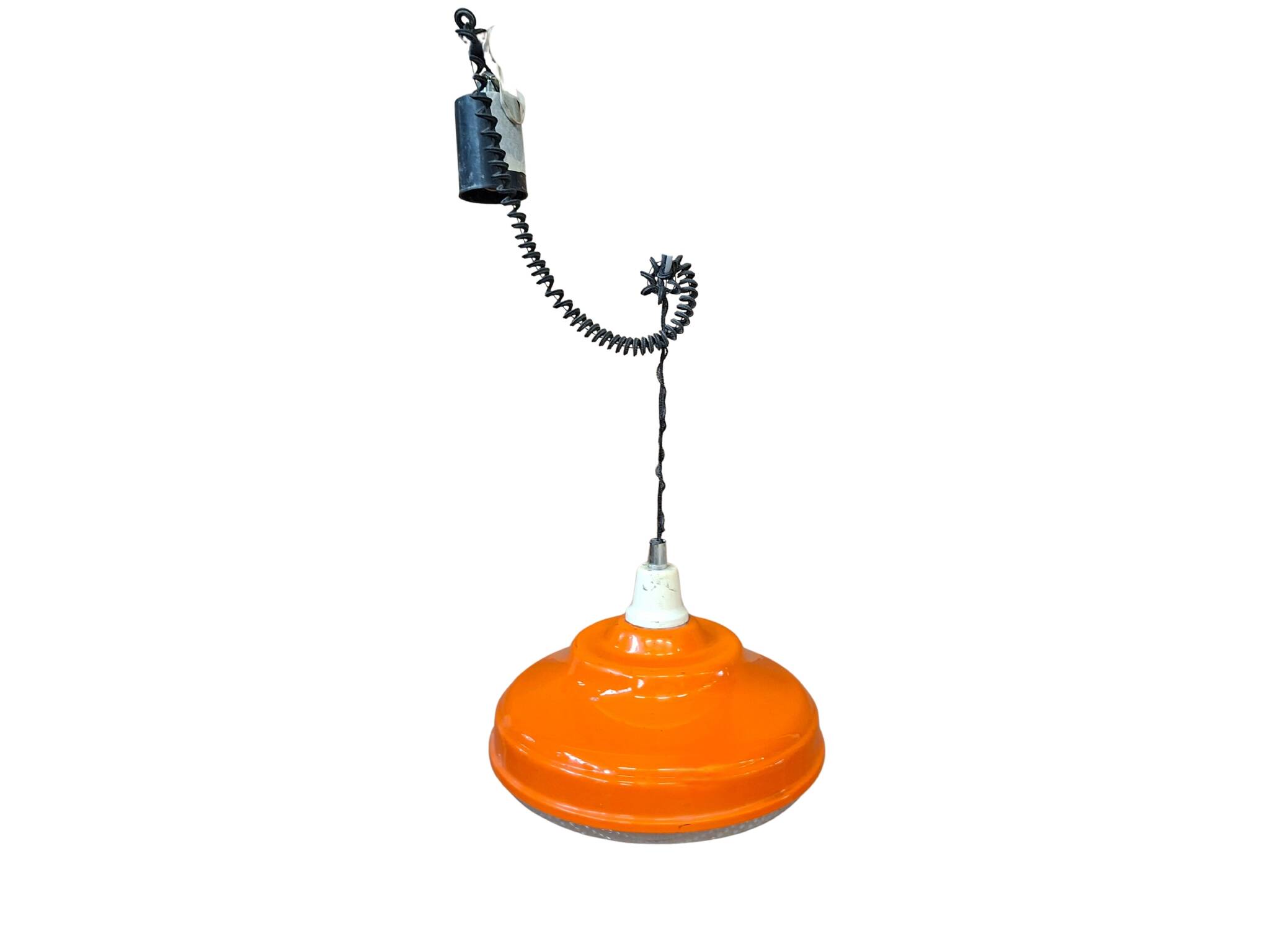 Lampadario Vintage Anni '70 Space Age – Arancione e Cristallino – Ø 38cm