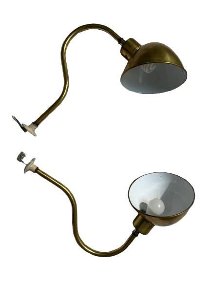 Pair of exterior or interior wall lights in gilded metal, 60s/80s