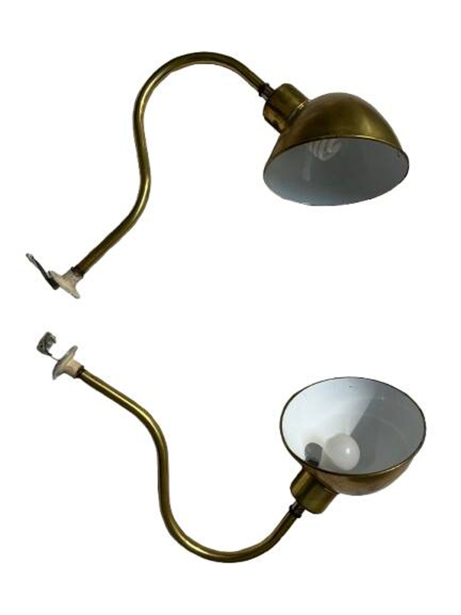 Pair of exterior or interior wall lights in gilded metal, 60s/80s