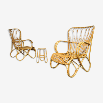 mid-century rattan armchairs by Rohe Noordwolde 1960