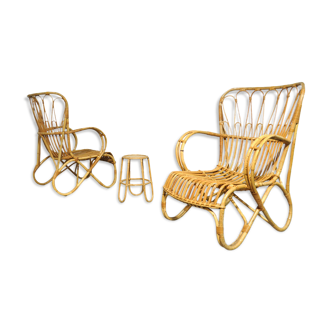 mid-century rattan armchairs by Rohe Noordwolde 1960