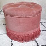 Velvet ottoman padded old pink