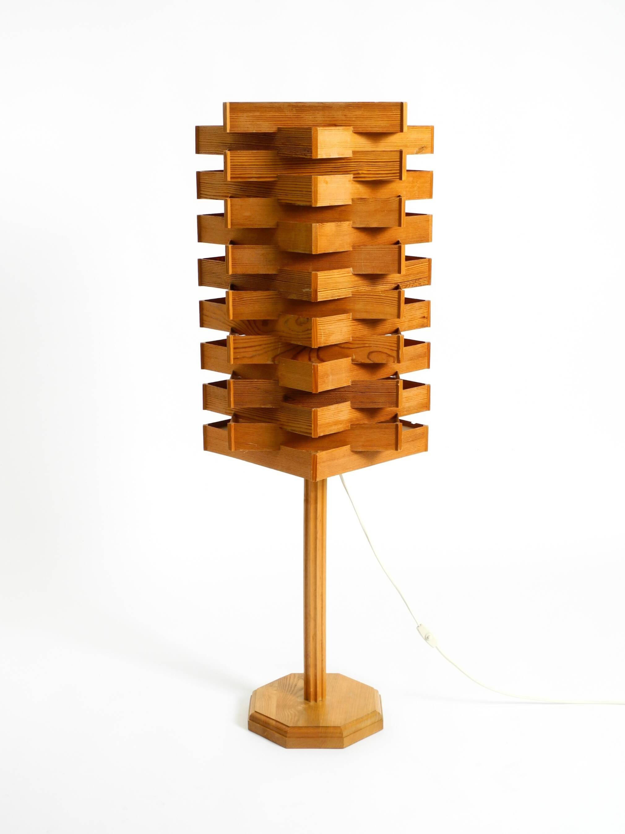 Large, Rare 1960s Pine Veneer Floor or Table Lamp — Scandinavian Production
