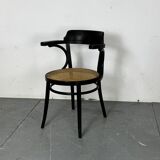 Bentwood mod 233 Black Desk Chair with Rattan Seat by Thonet, 1930s