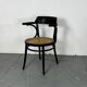 Chaise de bureau mod 233 en bois cintré noire avec assise en rotin par Thonet, années 1930