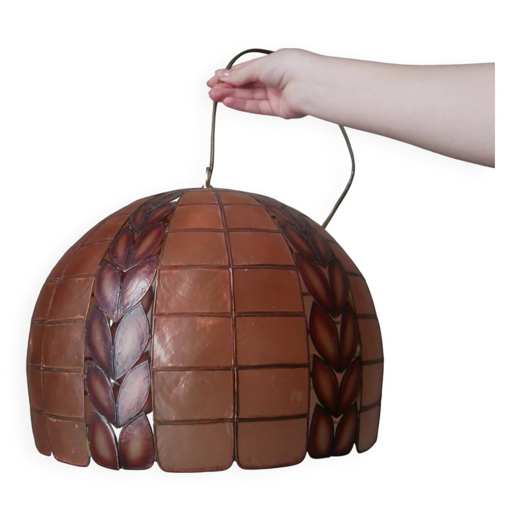 Mother-of-pearl brass pendant chandelier, bohemian country decoration, handcrafted