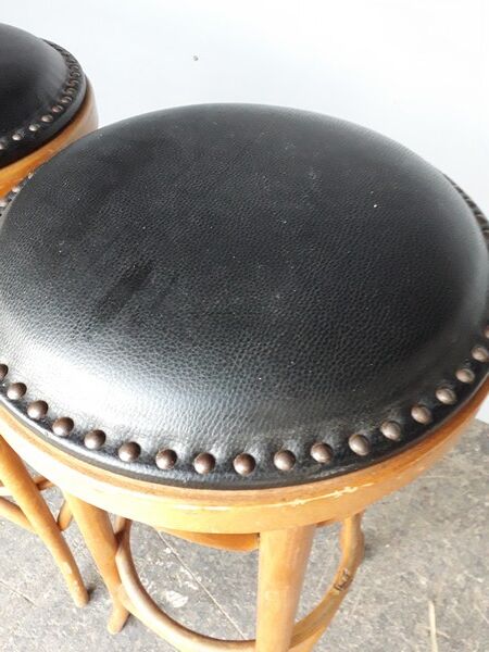 Paire 2 tabourets bistrot bar bois courbé st art deco