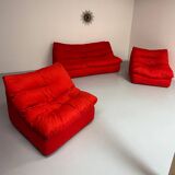 Living room sofa and 2 armchairs French design Steiner 70s vintage fabric