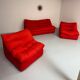Living room sofa and 2 armchairs French design Steiner 70s vintage fabric