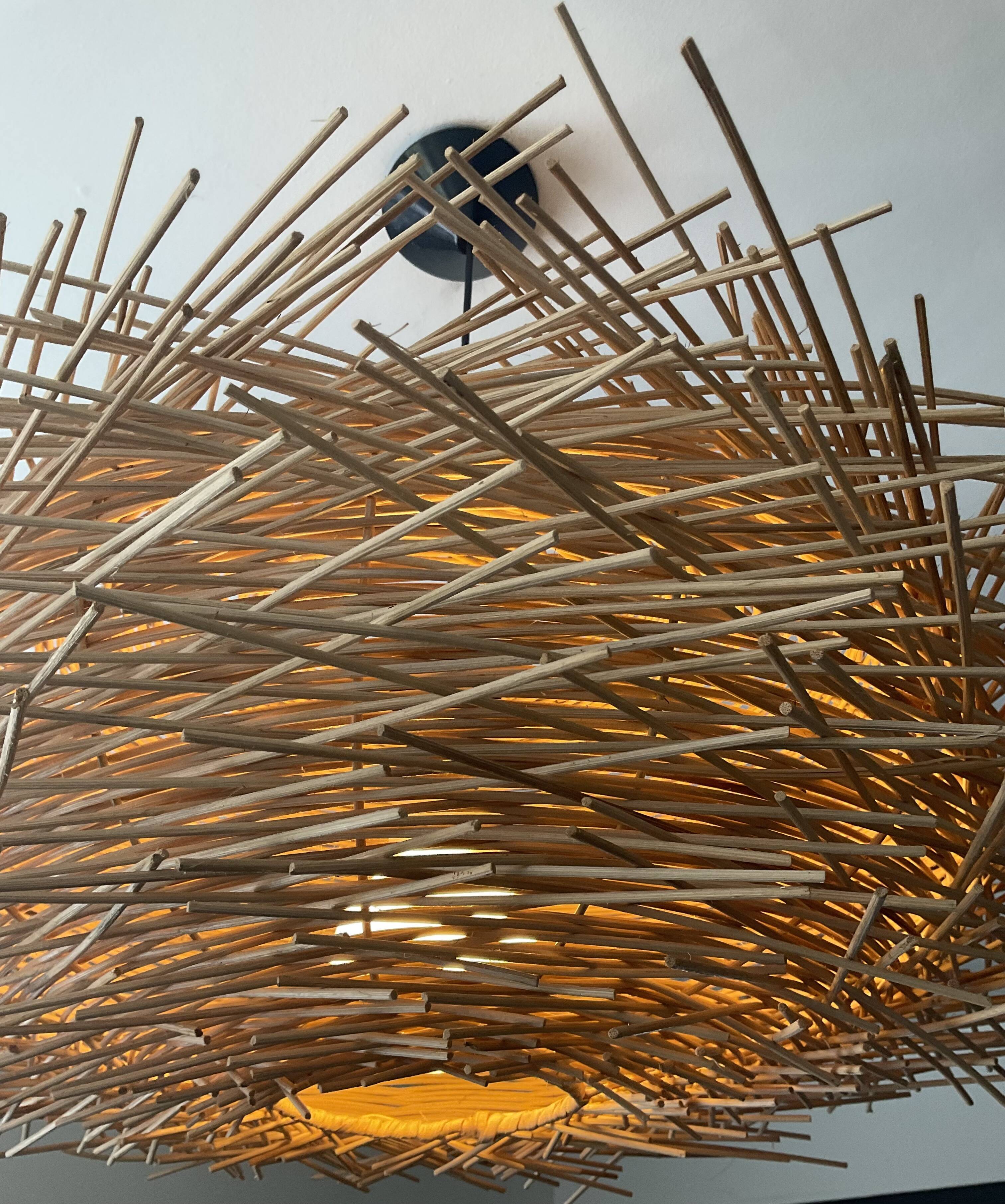 Natural rattan nest suspension