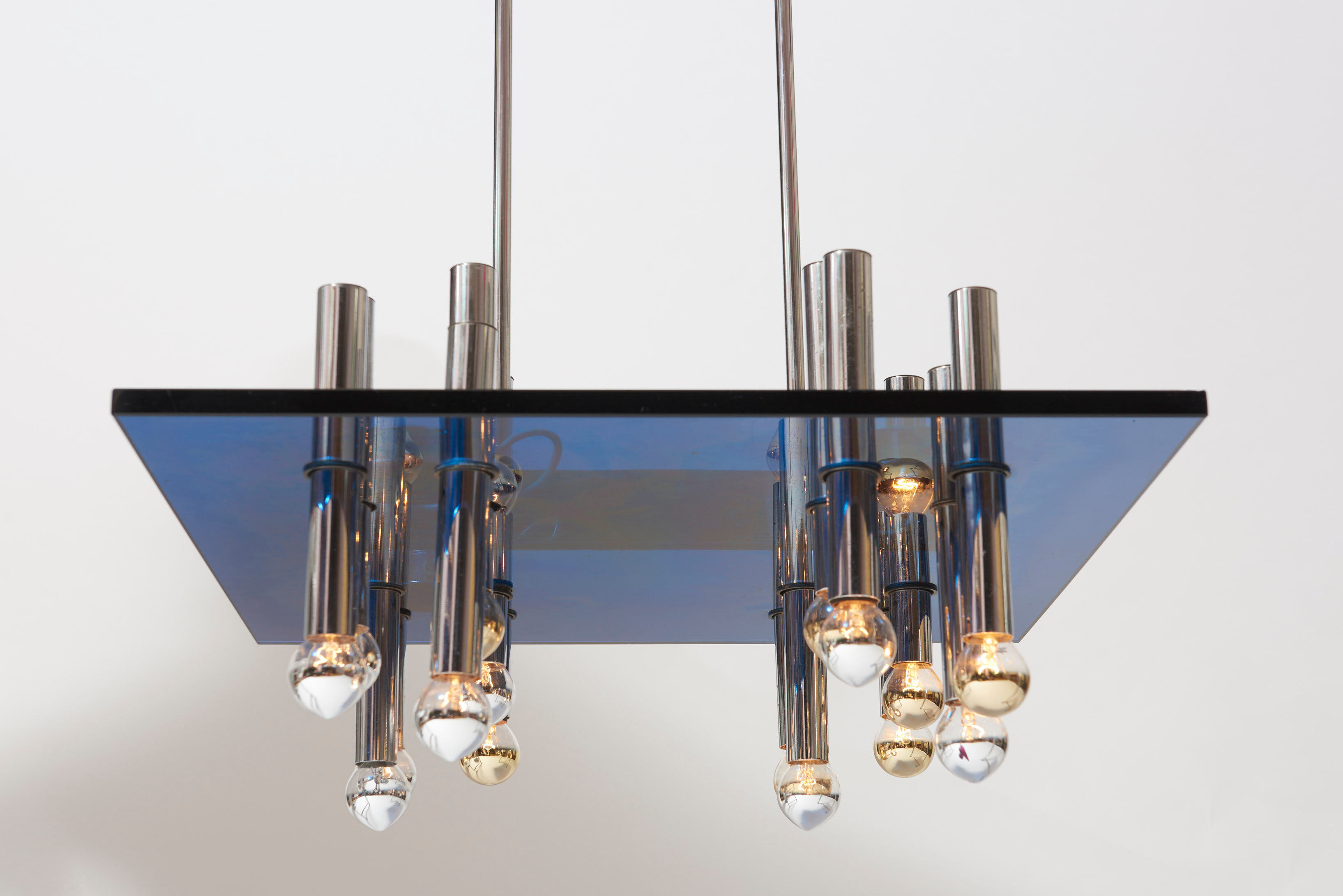 Suspension vintage en chrome et verre de Murano