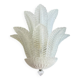 Venetian Transparent “Graniglia” Leaves” Murano Glass Wall Sconce by Simoen