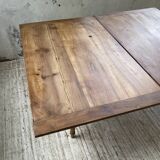 Walnut farmhouse table with swivel and extendable top