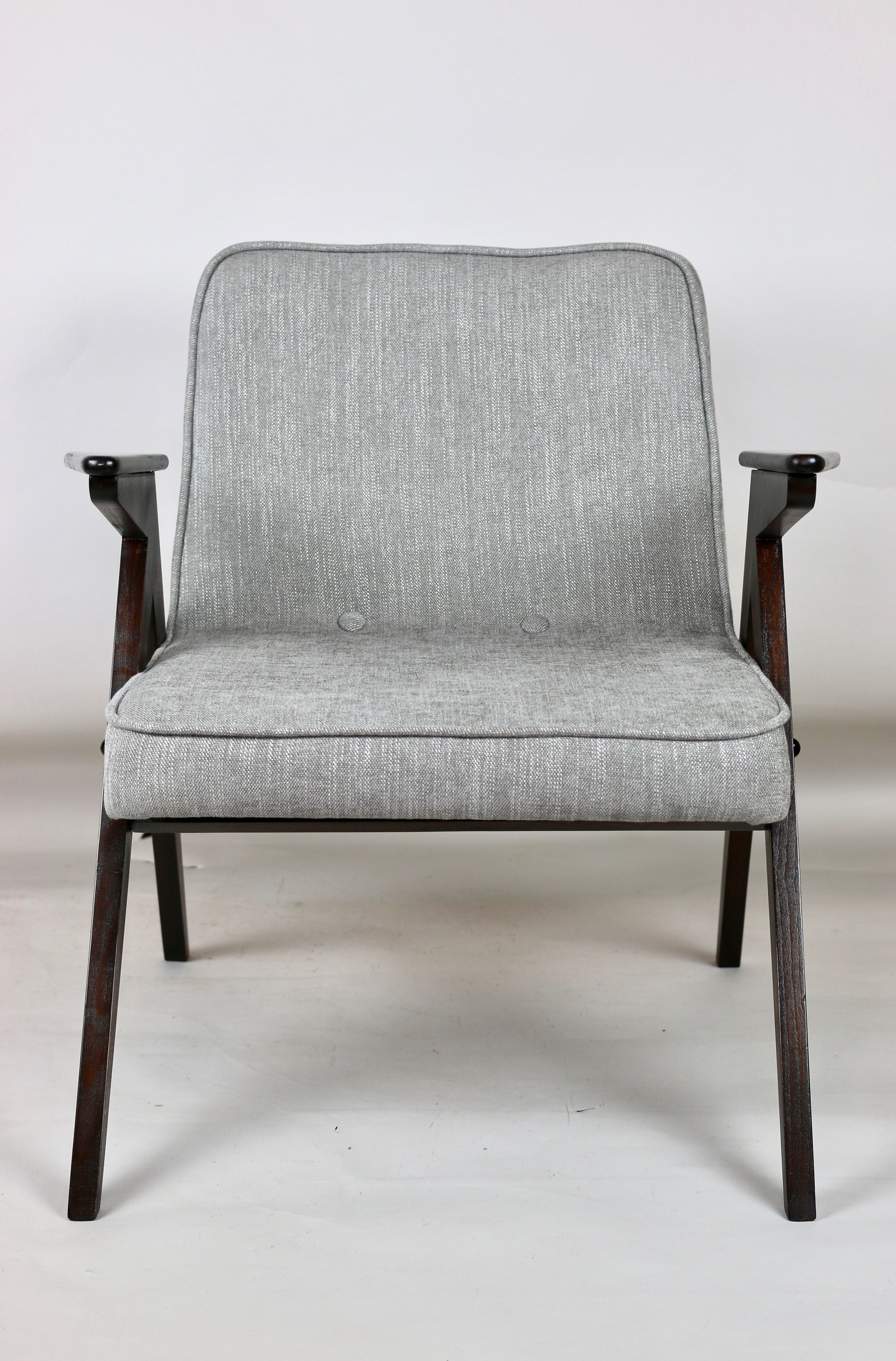 Light grey silver Bunny armchair by Józef Chierowski, 1970s