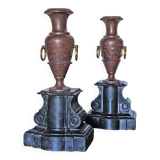 Antique Vases In Griotte Marble And Black Marble, Grand Tour, 19th Century