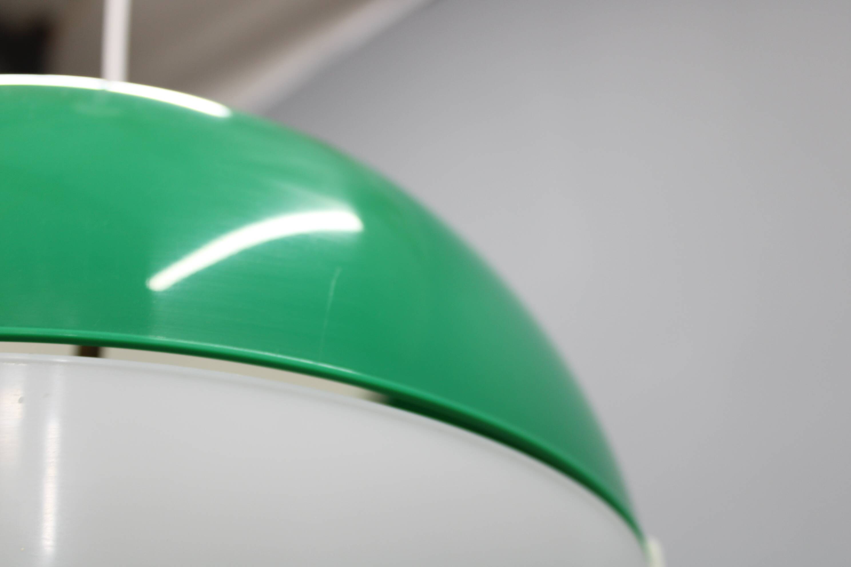 Vintage Italian green and white plastic pendant light, 1970s — Space Age modern