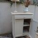 Small vintage buffet reimagined in pearl grey, wooden top.