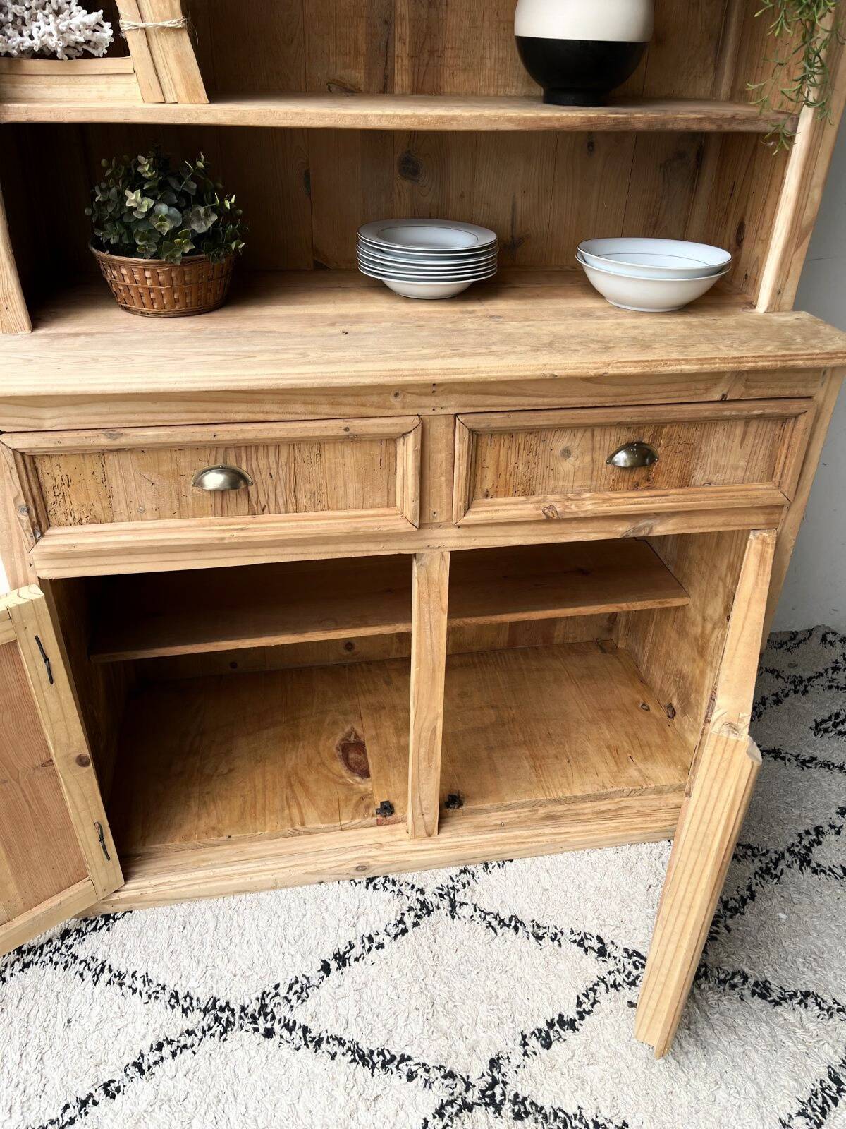 Buffet vaisselier en pin massif style anglais