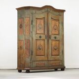 Armoire de mariée peinte d'art populaire 1792