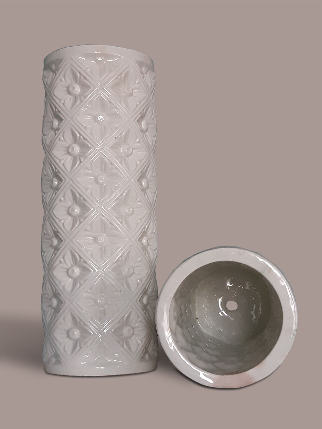 Pair of white Manises pottery vases, 1950s