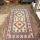 Antique Kazak Caucasian Carpet Wool 200x120 Vintage Blue Oriental Carpet 1900