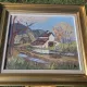 Vintage Oil Landscape Painting - Impasto Barn Scene