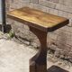 Brutalist console in solid wood worked with gouge & wrought iron, France 1950s