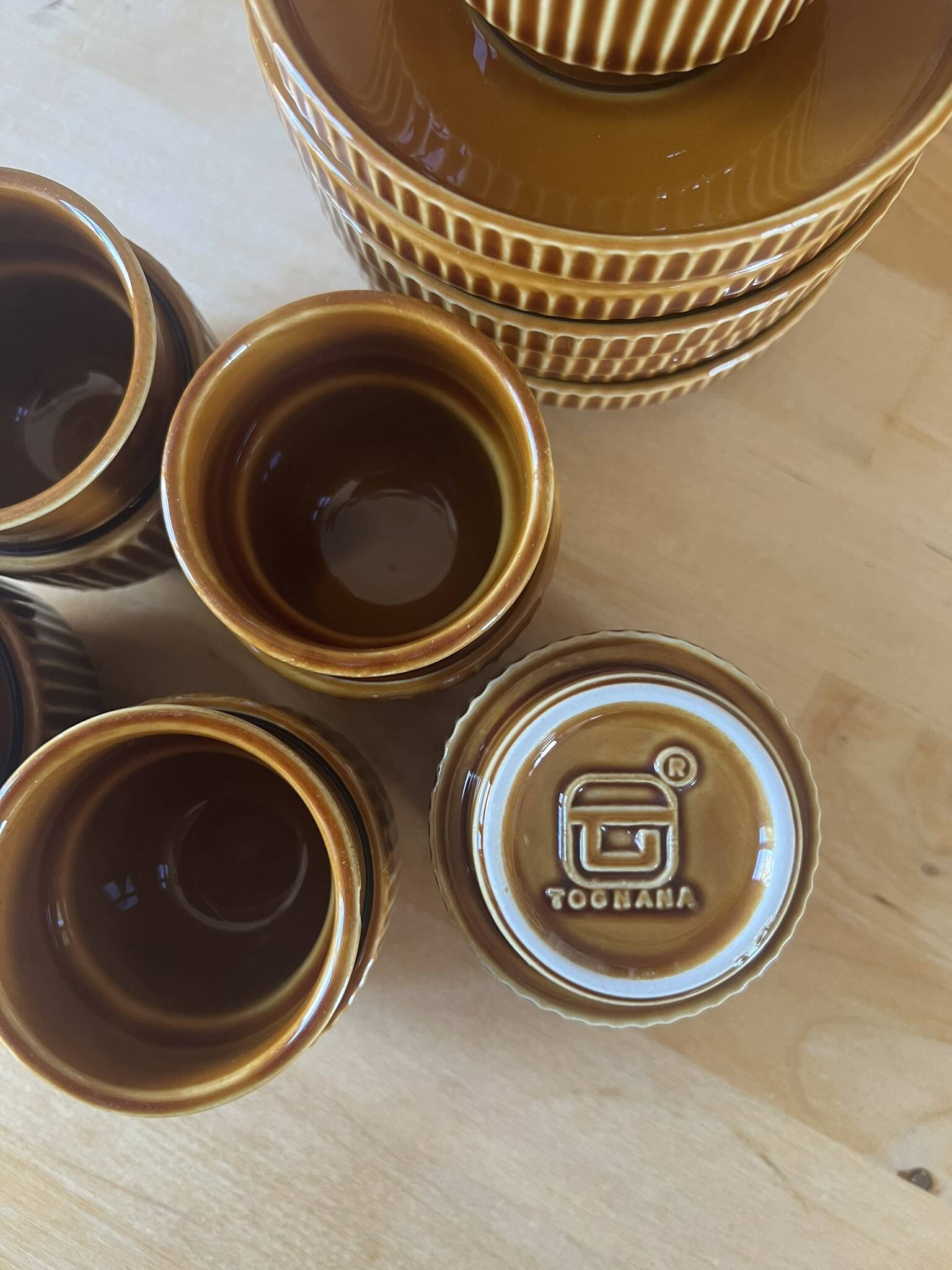 Vintage Italian espresso service Tognana – brown glazed stoneware