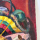 The wool basket, still life signed by Camille Mouret.