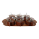 Swedish teak tray with tea cups by Jie Gantofta, 1960s, set of 7.
