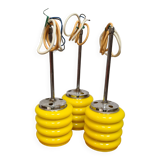 3 Space Age pendant lights in yellow Murano glass Mazzega, Ital 1950 a70 10x12x36