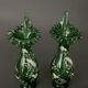 Pair of Marie Gregory vases in green floral decoration enamelled 1900