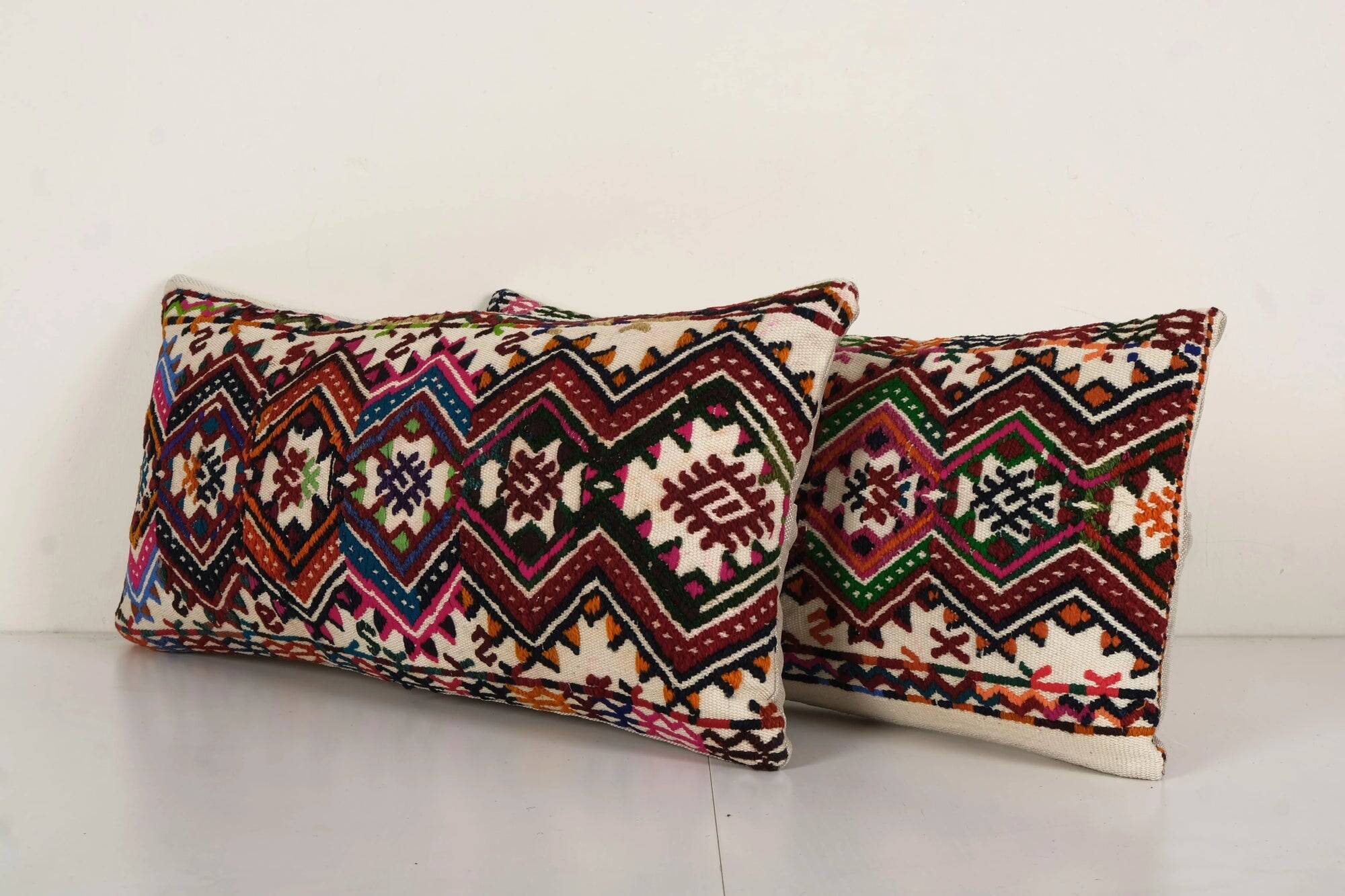 Set of 2 vintage kilim cushion covers 61x30 cm