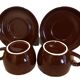 2 brown cups + saucers for tea, hot chocolate, coffee / Tête à tête