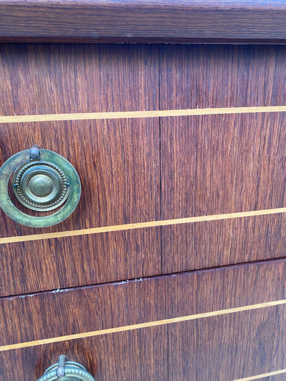 Louis XVI Empire style chest of drawers in solid teak wood with 4 drawers