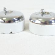 3 Ancient porcelain switches and industrial vintage crhomé metal