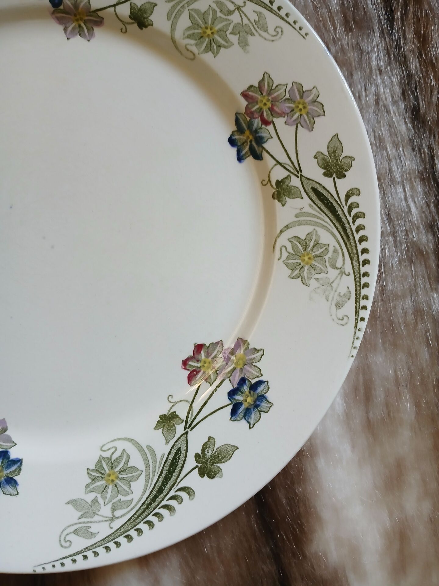 6 antique flat plates U&C Sarreguemines