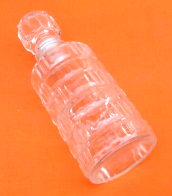 Cylindrical bottle "lever" transparent glass 1970