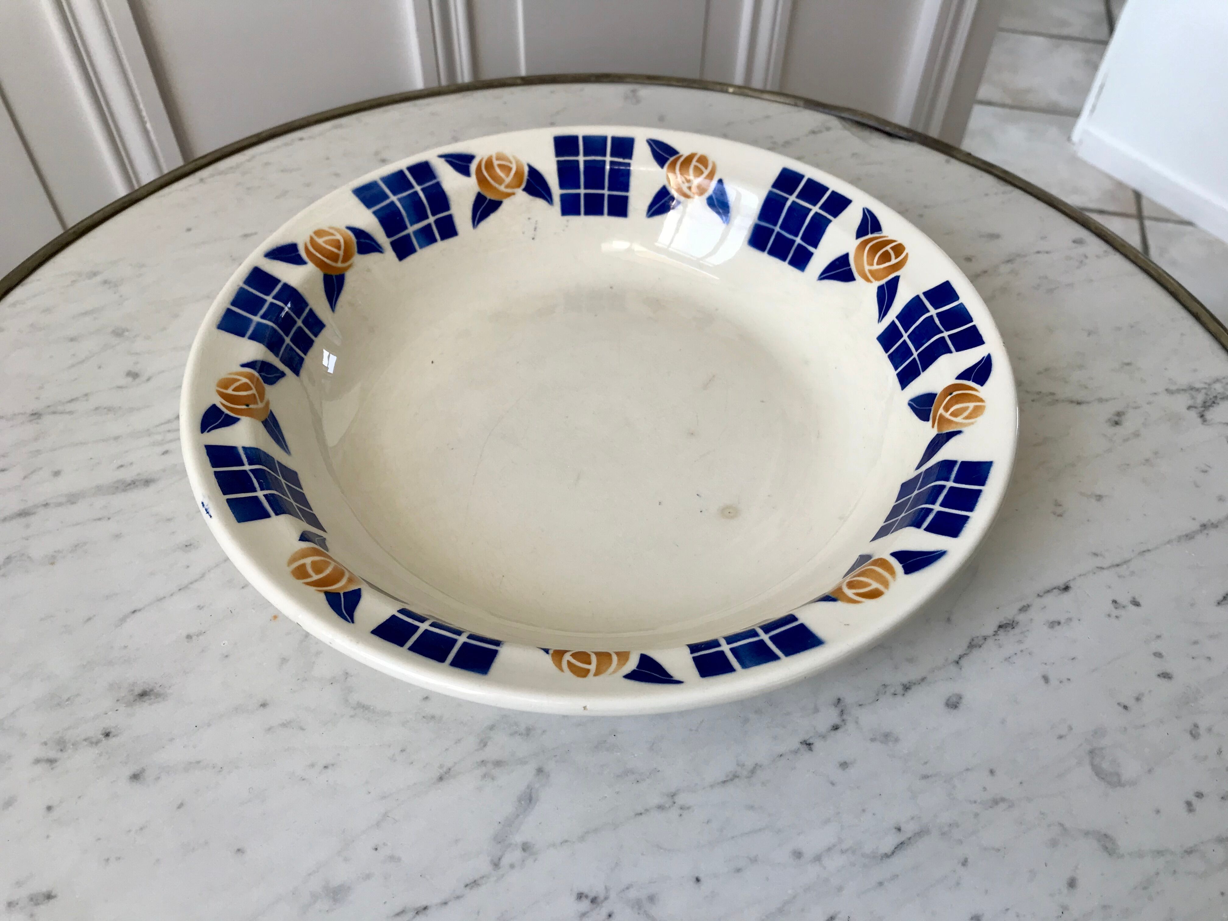 Hollow dish / salad bowl badonviller with geometric patterns 30s
