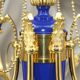 Solid Bronze Lustre Directoire Style in Gold & Royal Blue with Six Candles