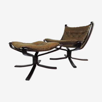 Falcon Chair and Ottoman by Sigurd Ressell, 1970s