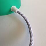 Vintage white opaline living room bedside desk lamp "Green and lavender"