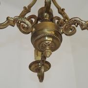 French Vintage Bronze Art Nouveau Style 3-Light 3-Sided Cage Chandelier